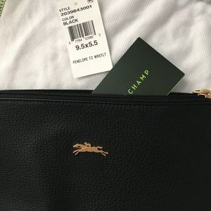 Longchamp Penelope Black Leather Clutch NWT!